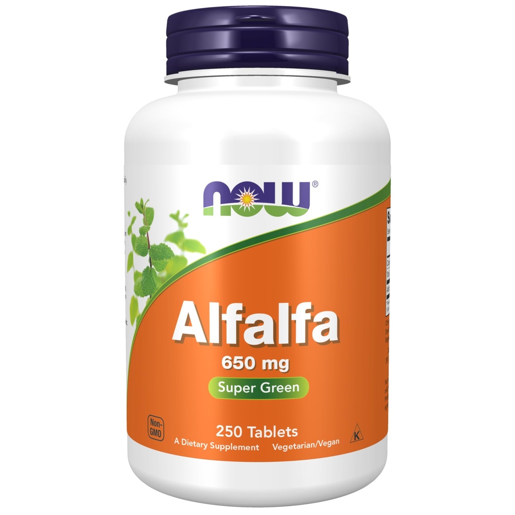 Now Foods Supplements, Alfalfa 650 mg 维生素K的来源,绿色超食品,250平板