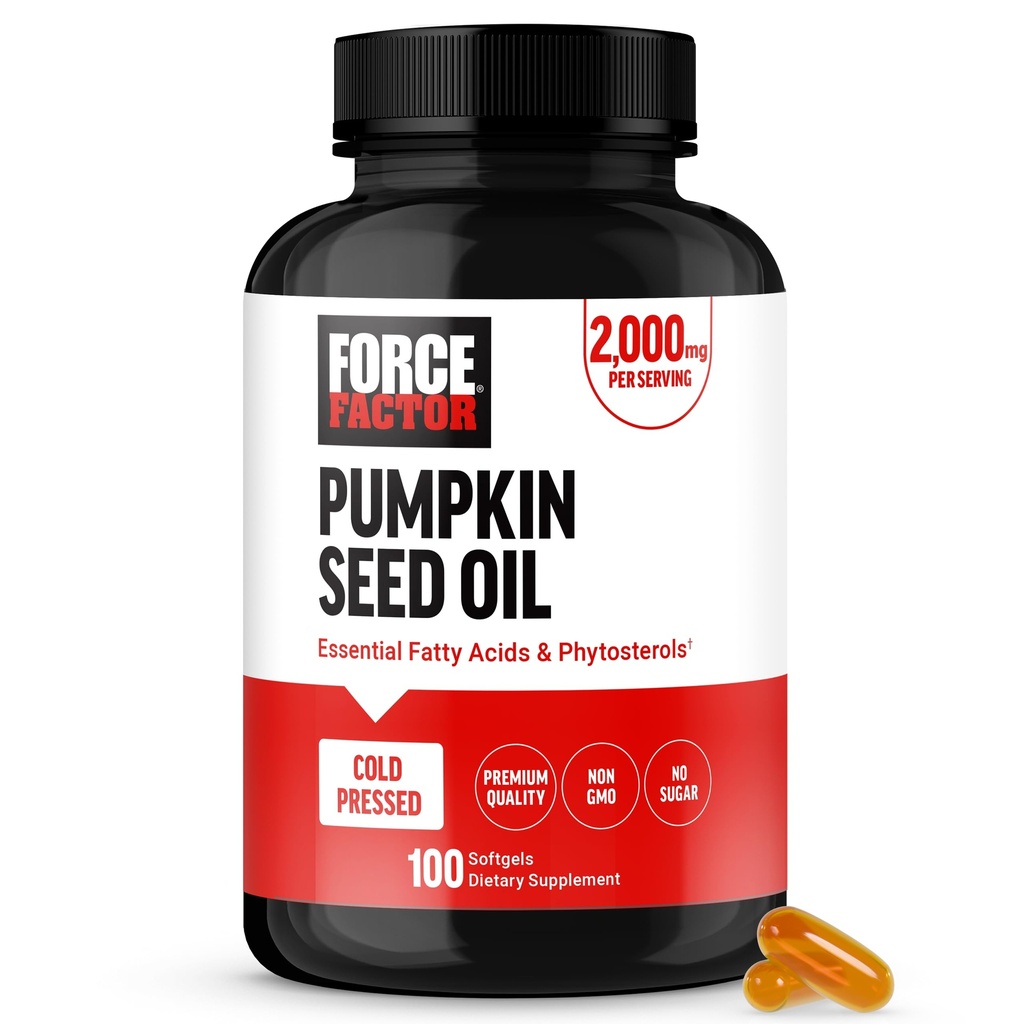 FORCE FACTOR 南瓜种子油盖,配有基本脂肪酸的植物激素补充剂,用冷压南瓜油制造,精选质量,非GMO,100软胶
