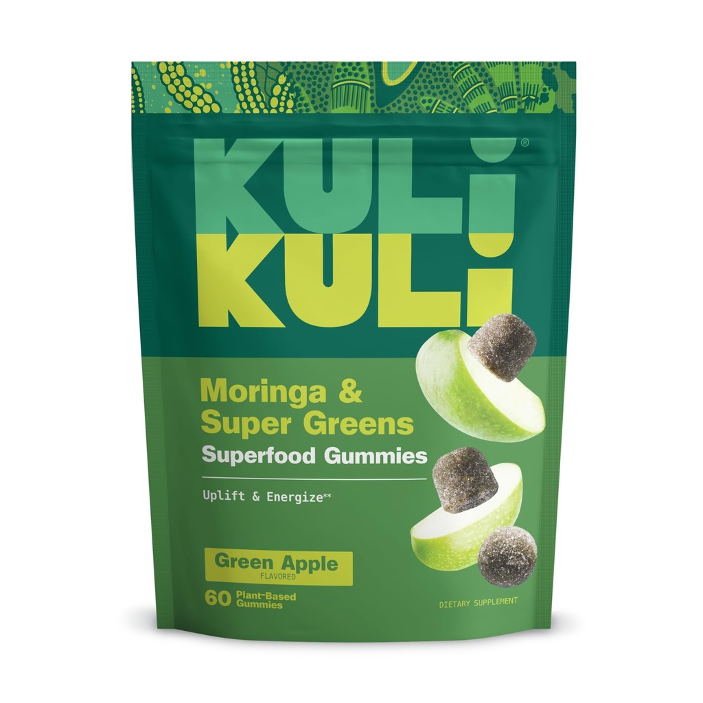 Kuli Kuli 超级能源 Gummys - 配有莫林加的能源补充,咖啡因-无天然能源促进器 - 60 非GMO,Gluten-Free Moringa Gummys