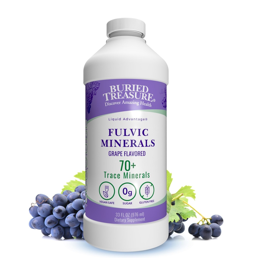 埋藏的富尔维奇矿物 葡萄碎裂 – Humic Fulvic酸的共聚矿物, Trace Minerals 的电解质,用于回收与健康支持. 加水 -- -- 32次服务