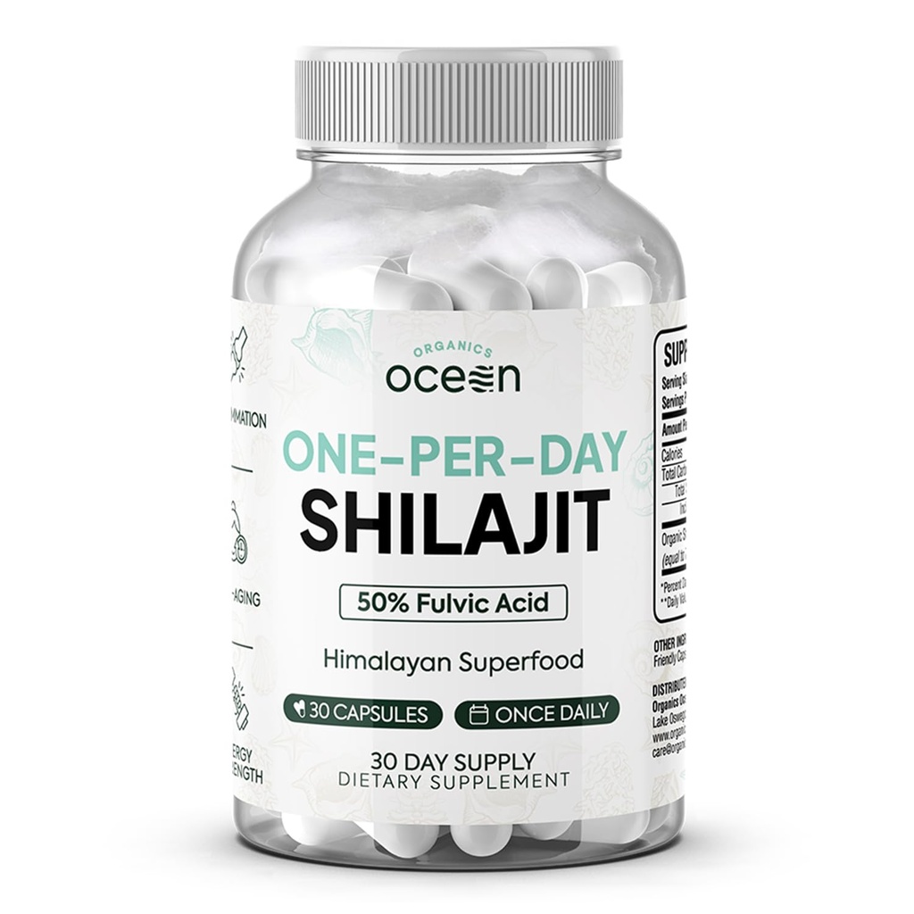 有机海洋 -- -- 男女一天的Shilajit -- -- 自然的Shilajit补充品 -- -- 防御年龄、骨骼强度、荷尔蒙支持和更多 -- -- 30