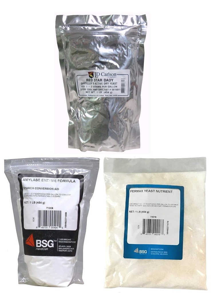 1 lb Amylase Enzyme - 1 lb DADY Distillers Yeast - 1 lb Fermax 营养素