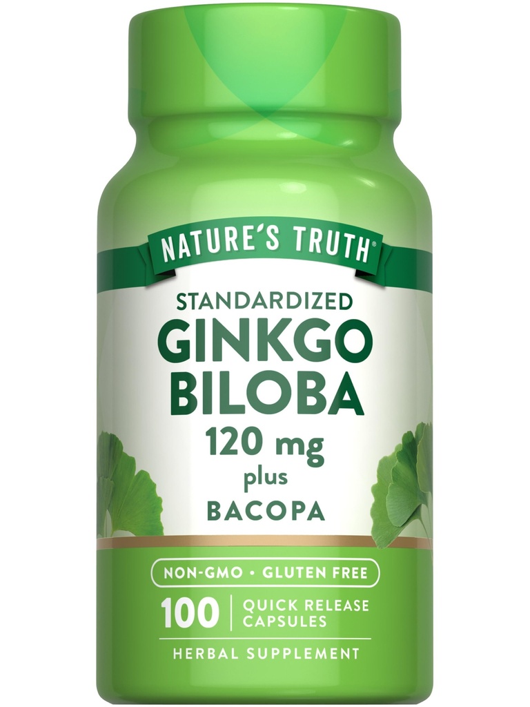 Nature's Truth Ginkgo Biloba 120 mg ++ Bacopa + 100 快速发布 Capsules + 标准化摘录 + + 非 GMO 和 Gluten 免费补充