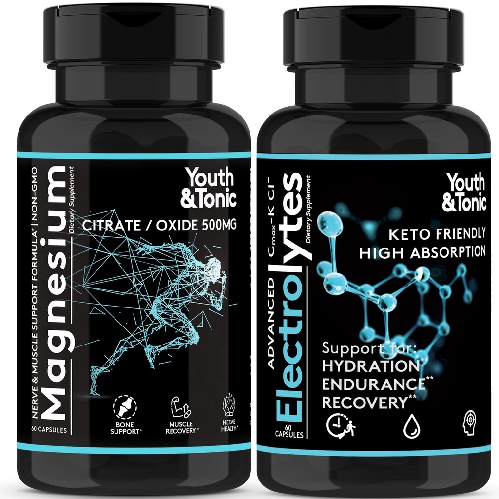 2pk| 高吸收 镁复合物 + 电解质 Pills - Mag Minerals 维生素 → Premium Magneium Citrate Oxide 补充 腿板 Sore Muscle Bone 支持耐力恢复 神经健康
