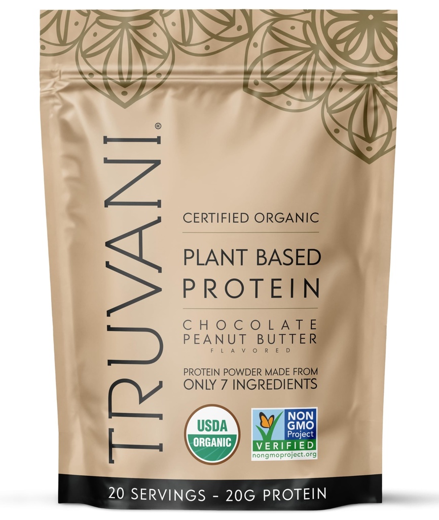 Truvani Vegan Pea蛋白蛋白粉 巧克力花生酱 20g 有机植物基蛋白 20 Gluten & Dairy Free 20 Gluten & 乳品 低卡布 无添加糖