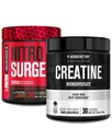 Jacked Factory NITROSURGE Shred Pre Working Supplement (橘子菠萝,30种服务) 和 Creatine Monohydrate 粉末(未受欢迎,30种服务)