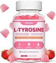 L Tyrosine Gummys, L-Tyrosine Supplement Gummys, L-Thenine Gummys with Vitamin B6 D3, Focus Gummys 支持大脑,记忆,能源,成人和孩子的Mood,草莓火焰, 60 Counter