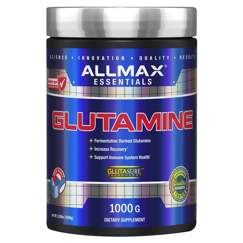 ALLMAX 营养 L - Glutamine 粉末,肌肉恢复公式,Gluten Free, Vegan, 1000克