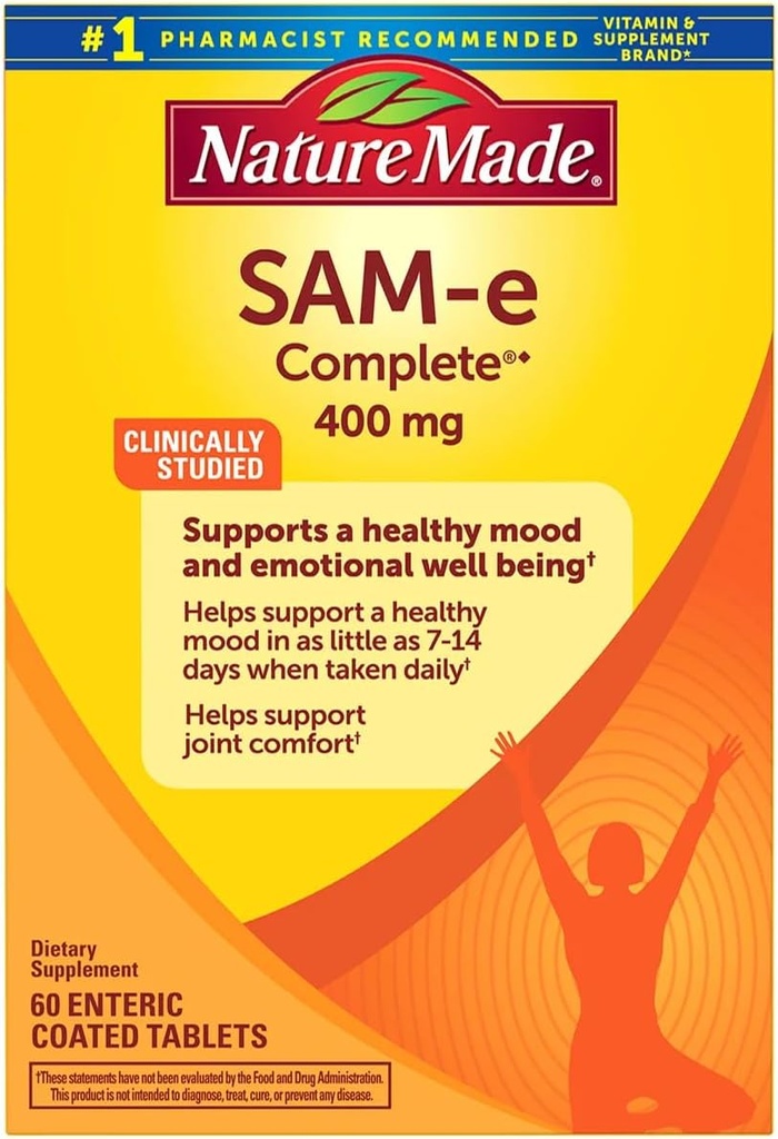 天然制造SAM-e 完成400毫克-60 肠内配方