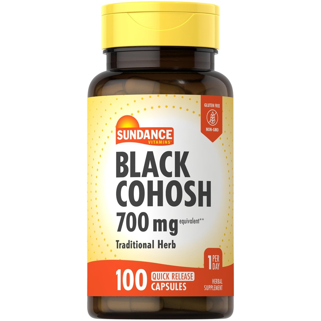 Sundance Black Cohosh 700mg QQ100 快速发布 Capsules 传统草药 QQ Non-GMO 和 Gluten 免费补充