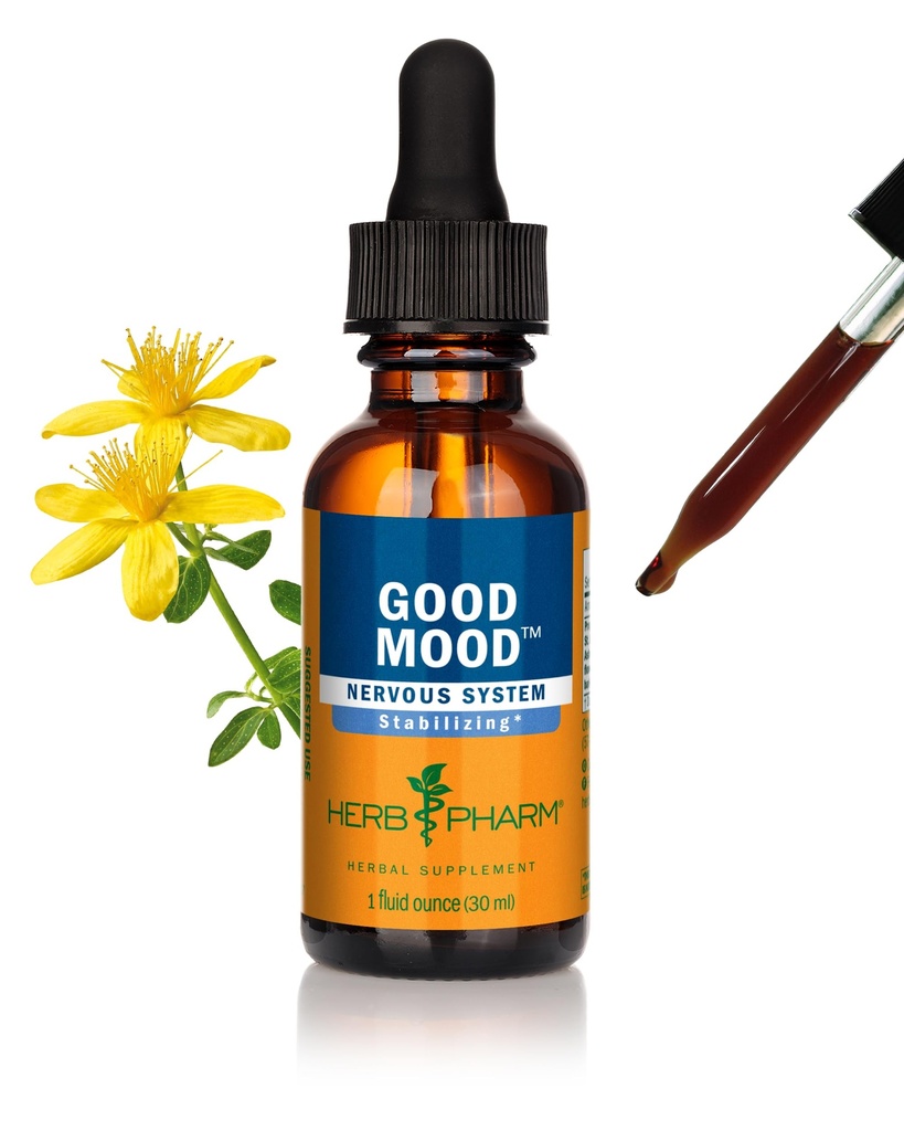 Herb Pharm Good Mood 液态草药配方 圣约翰虫促进健康情感平衡 - 1 Ounce