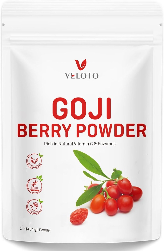 Goji Berry Powder, Wolfberry Extract 10:1 Pure Goji Berry Herbal Extract Powder for Eye Health, Natural Vitamin C Antioxidant, Non-GMO, Gluten-Free, Sulfate Free, 1lb (16Oz)