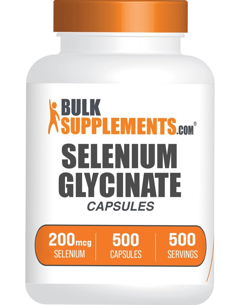 Bulk Assupports.com 硒 Glycinate Capsules - 硒 Capsules - 硒 Capsules - 基本轨迹矿物,无胶质,每役1卡普勒,500个计数(一包)