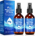 2Pack Pure Magnesium Oil Spray,100%天然Magnesium Spray - 有机Magnesium Body Spray - 玻璃瓶中的专题Magnesium Spray,Magnesium Oil for Feet,增强肌肉恢复 - 4 Fl.
