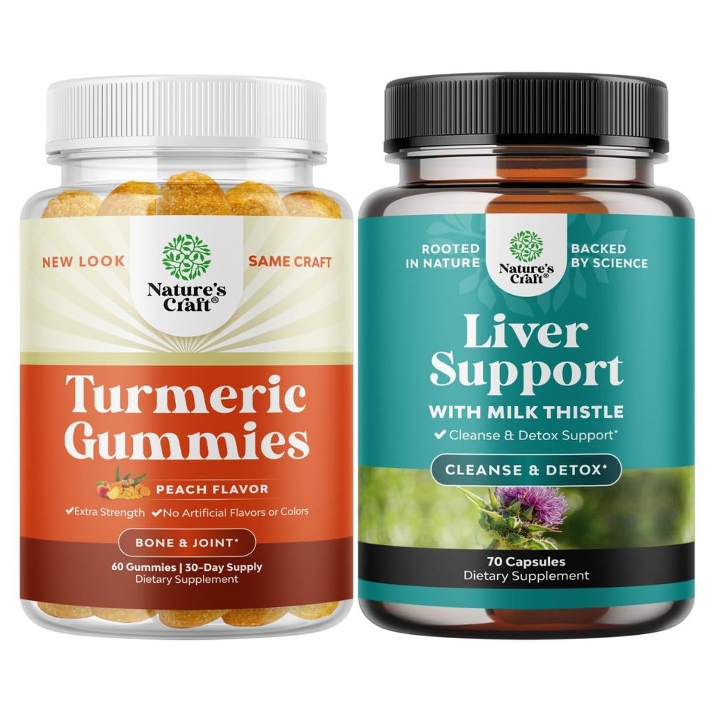 Turmeric Curcumin Imune 支持 Gummys 和 Liver Cleanse Detox & 修复公式- 联合支持和高级皮肤护理- 与 Milk Tentle Dandelion 根图尔默和 Artichoke 提取