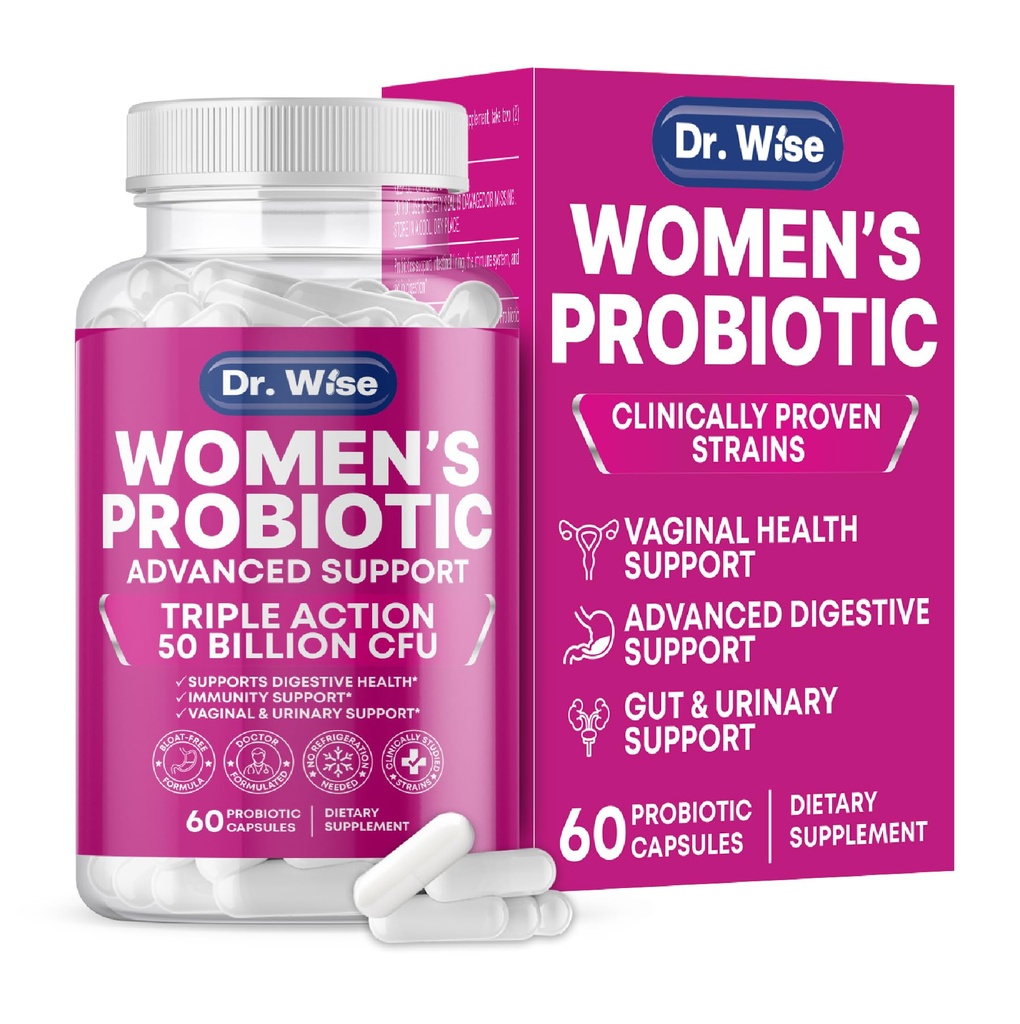 女性Probiotic 50亿 CMU – 支持文摘,布洛特救济,阴道食分和pH平衡 – Urinary Tract & Gut Health – 临床研究 Strains – 非GMO, 60 Capsules