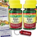 春谷铁片 饮食补充值 尺寸 65 mg 200 CT 4 Pk Choice Bundle(总计800个) + 维生素维生指南和药剂容器(6个项目)!
