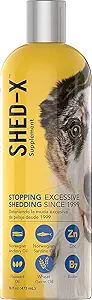 Shed-X 液态狗补充剂,16oz – 100% 天然 – 帮助控制过量的狗用鱼油排出狗肉,补充基本脂肪酸、维生素和矿物