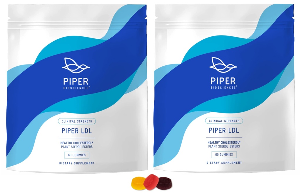 Piper LDL 临床强度 健康胆固醇 Gummys (每天2,280 mg) 植物 Sterol Esters: 每包两包60 Gummys, Vegan, 30天供应