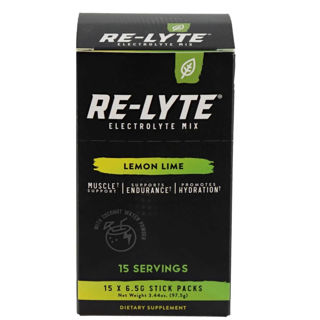 RELYTE Re-Lyte 电解液 饮料 Mix Lemon Lime 15 服务包 3.44 oz.