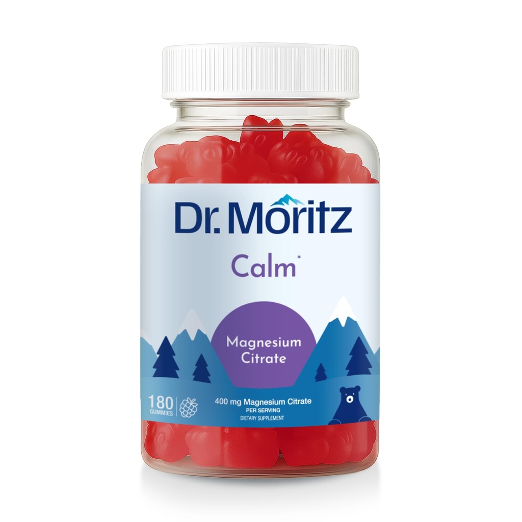 Moritz Magnesium Gummys 成人医生 - 低-Sugar 400 mg - 支持安眠 - 对Chew 成人和孩子们来说轻松 - 乳腺Gummys(180 Counter) - Raspberry Flavored