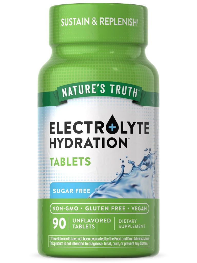 自然界的真理电解板 | 无糖 | 90 Counter | Vegan, Non-GMO & Gluten Free Hydrition Supplement | | With Minerals