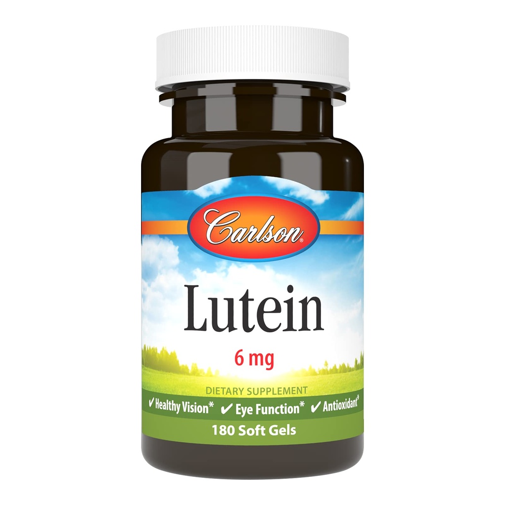 Carlson Lutein 6mg, Vision Support & Eye Health Supplement, Antioxidant Formula with Zeaxanthin, 180 Softgels