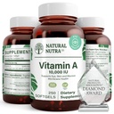 天然核素维生素A 10,000 IU 软胶 – 高发性眼和皮肤维生素 – Gluten-Free Vitamin A Suppos for Sight & Skin Health – Fish Liver Oil for Men and Women, Gluten Free, 250 Softgels (英语).