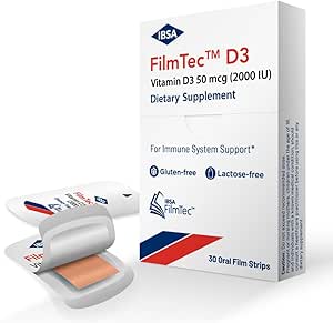 Ibsa FilmTec D3 - 饮食补充 – 2000 IU 维生素 D3-30 口服解片 即时释放及可容忍性 - 胶片无糖,乳糖无糖,非GMO