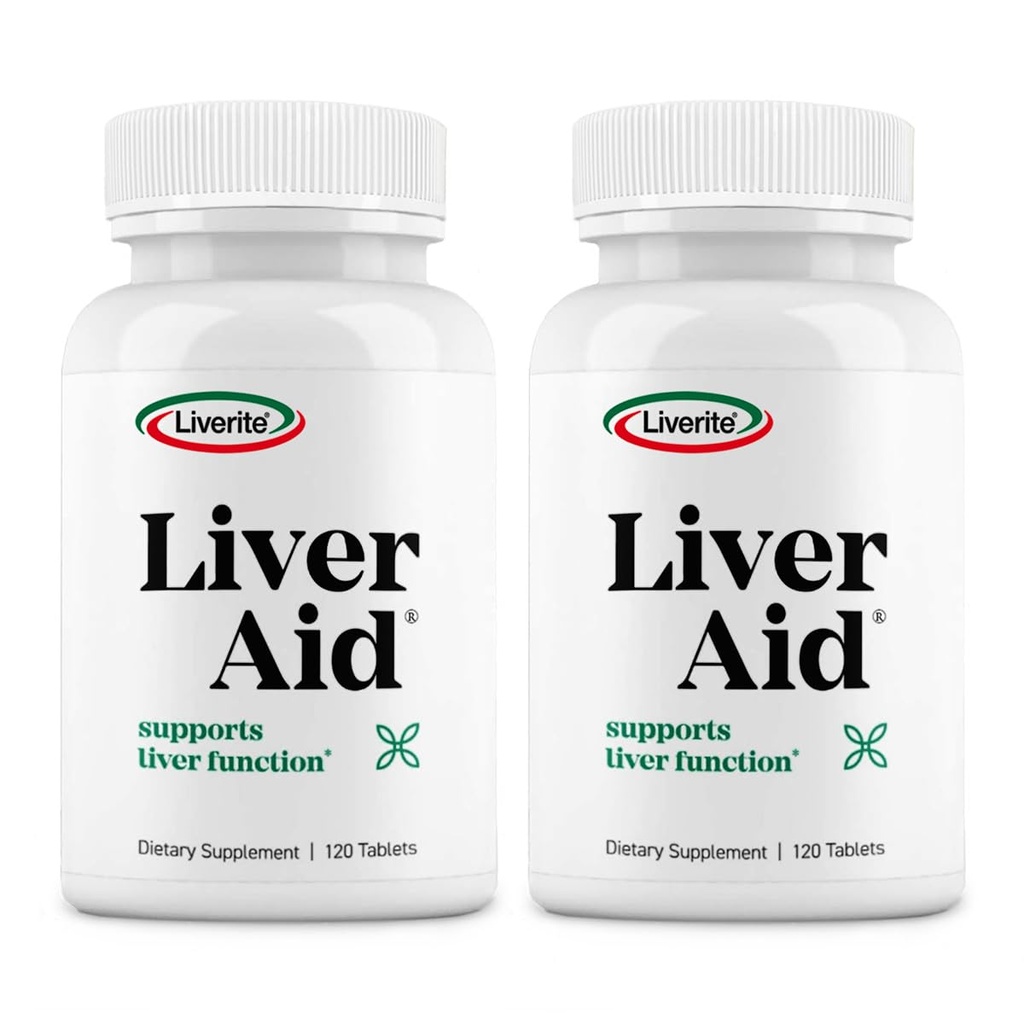 LIVERITE Liver Aid 2-Pack x 120 Tablets (Total 240ct) Liver Support Supplement with Amino Acids, Choline & Vitamin B12 Supports Healthy Liver Function, Cleansing, Energy & Metabolism