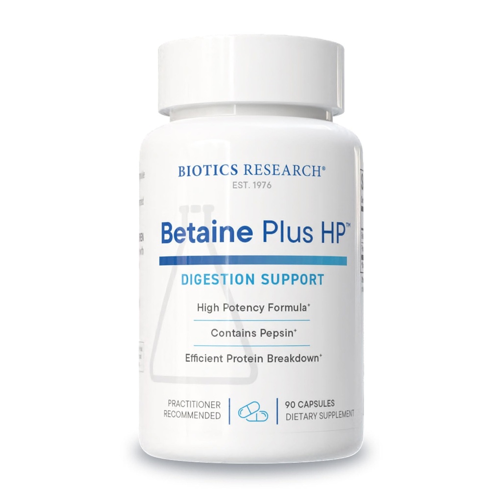 生物学研究 Betaine Plus HP - 高活性氢酸补充剂,支持消化功能 90 Capsules