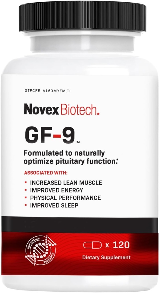 Novex Biotech GF-9 – 男子HGH助攻补充 – 男子工作综合体 – 支持能源,耐力,睡眠,120 Ct(30天供应)