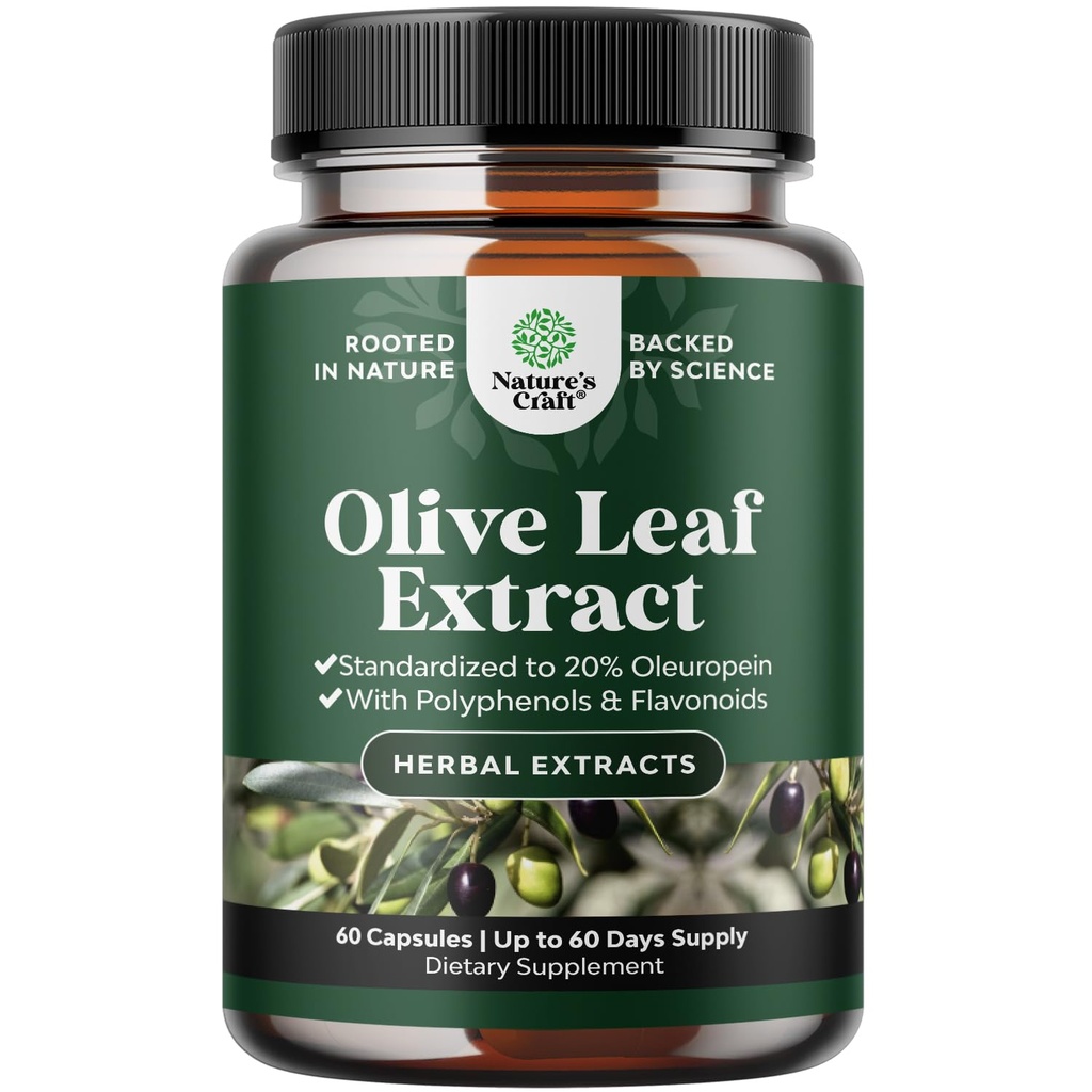 强力抗氧化剂补充剂,纯橄榄叶,20% Oleuropein - 草药心脏健康补充剂 - Vegan Non-GMO & Gluten Free(2个月供应)