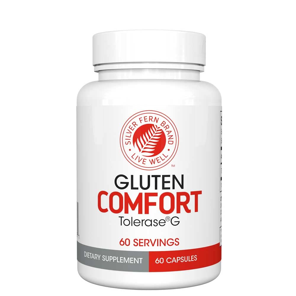 银色Fern Gluten舒适剂与Tolerase G - 1瓶 - 60瓶 Capsules - 特意制成的消化酶与消化酶 Gluten蛋白