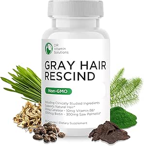DR 维生素解决方案 Gray Hair Rescind with Catalases - 抗菌素头发,皮肤和直肠维生素,泛神酸,叶酸400mcg, Biotin 300mcg, Saw Palmetto for Men and Women