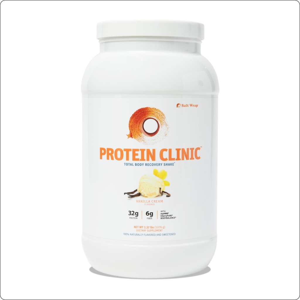 盐Wrap蛋白临床 - 与Collagen Peptides,HMB,Tart Cherry提取物,Pea蛋白粉溶液,关节天然肌肉构建与恢复的预生纤维 - 香草