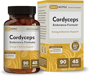 Cordyceps Endurance Formula Natural Energy Supplement - Cafeine Free QQ 有机蘑菇提取器与 KSM-66 Ashwagandha, Eleuthero & Rhodiola (90 Capsules) 相继推出.