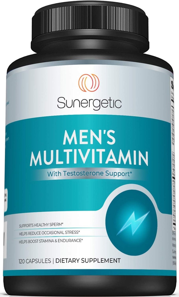 Sunergetic Premium Men的支持补编 — 强大的多维明 — 支持能源、Stamina、耐力和压力管理 — 与Zinc, Ashwagandha, Maca, L-Carnitine & Vitamins — 120 Capsules