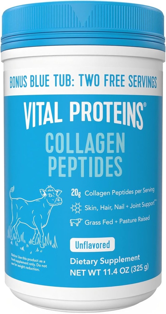 生命蛋白Collagen Peptides 粉末 - 支持头发,钉子,皮肤,联合健康,无味,零糖,11.4oz