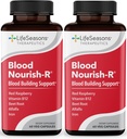LifeSeasons Blood Nourish-R - 铁补充剂 - 非便秘 - 支持贫血症,发病症,发病症和头晕 - 血型建筑 - 铁,阿尔法尔法,Raspberry & Vitamin B-12-60 Capsules (Pack of 2)