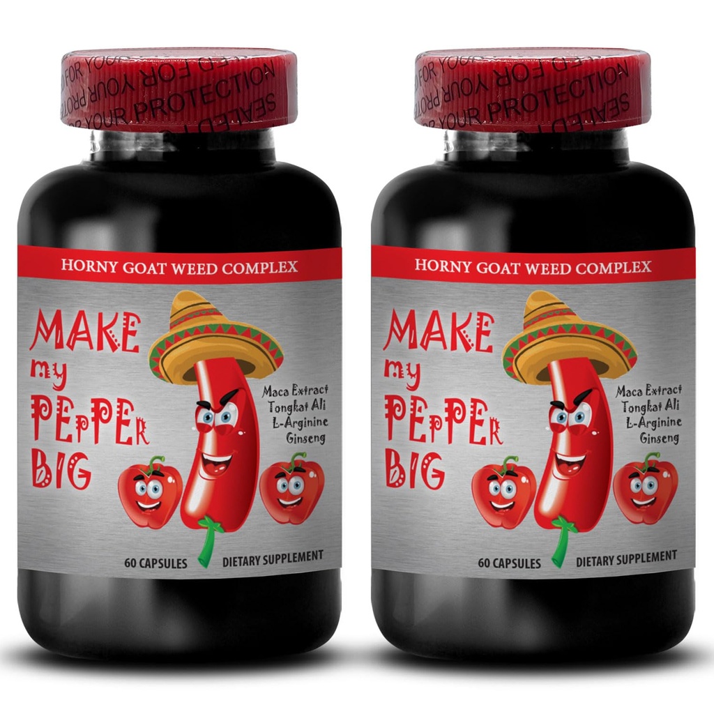雄性增强药丸的尺寸增加 - 使我的PEPER大 - Natural MARE ENLARGENTENT, Maca, L-Arginine, 长条药丸, 雄性性性能增强剂, 雄性利比多药丸, 2瓶120盖