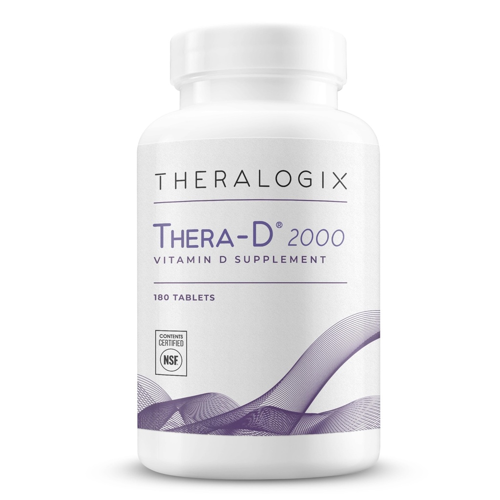 Theralogix Thera-D 2000维生素D补充剂 - 2 000 IU(50 mcg) 维生素D3片 - 180天供应 - 男女免疫支助补充剂 - Aids Bone & Heart Health - NSF认证 - 180片