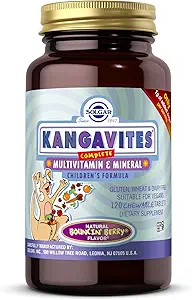 Solgar Kangavites, Boncin ' Berry Flavor - 120块可切片 - 完整的儿童多维塔明和矿物公式 - Vegan, Gluten Free