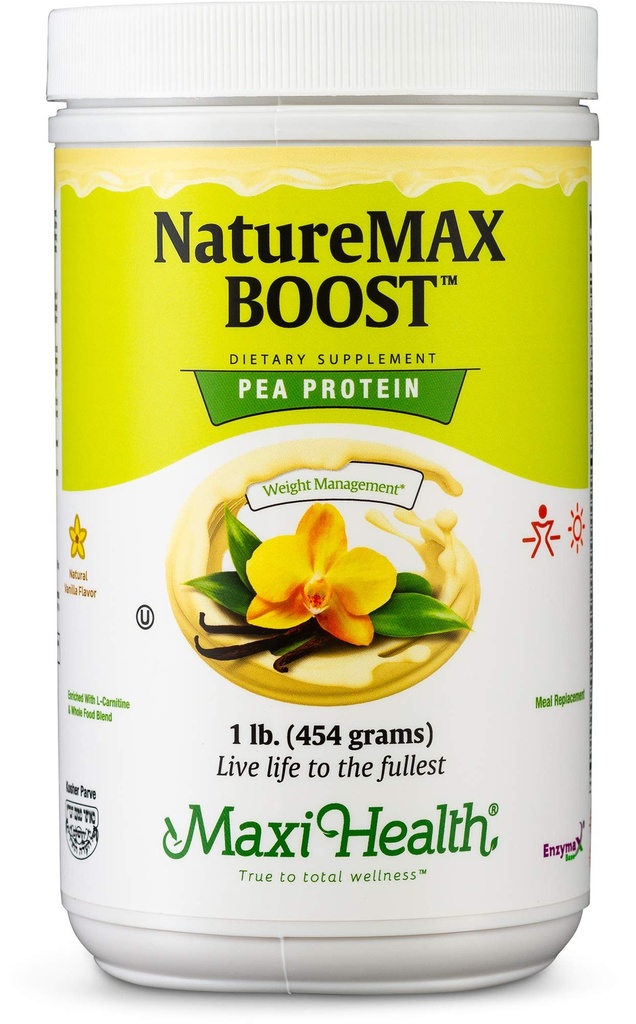 NatureMax BoostTM Pea蛋白粉 - 饮食补充食用替代食用蛋白质 - 20g Per service - Natural Vanilla Flavor - Kosher Vitamin - 1lb