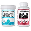 物理家的CHOICE - 最佳古特健康套装:60亿Probiotic 60ct + 消化酶180ct 用于消化舒适和免疫支持 - 价值套装