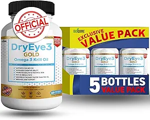 干眼3金 Omega 3 磷虾油外加强度,60软胶,干眼支持,非GMO,无胶,无糖(5)