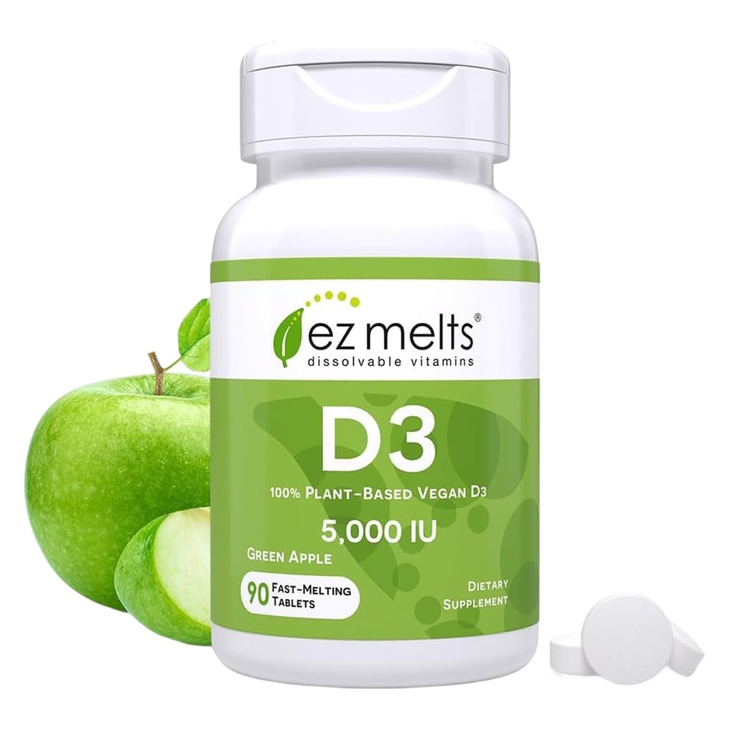 EZ 溶解维生素 D3 5,000 IU,无糖,3-月供应 - 1包