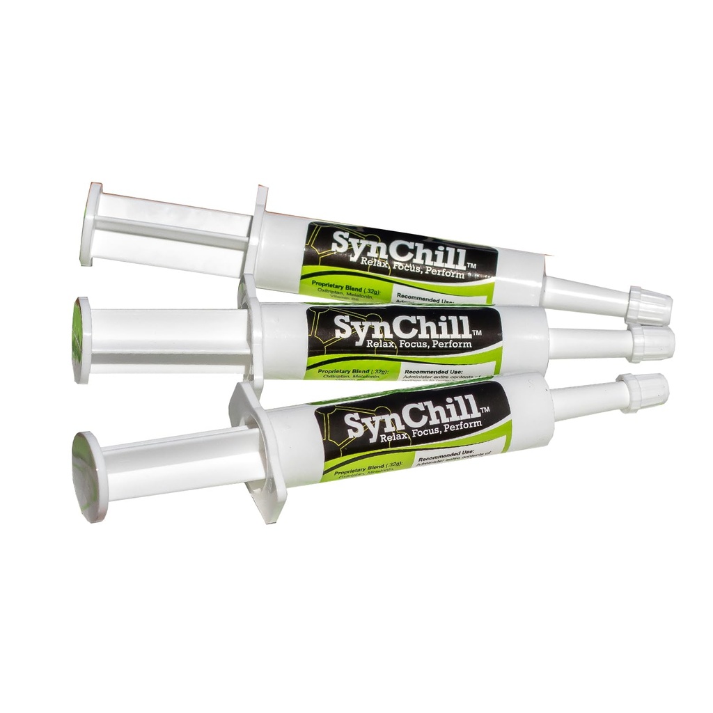 SynChill口述马儿镇静Gel,100%自然和营养补充,实验室验证结果,为焦点和性能设计,获奥运专业人士和兽医批准,美国制造 - 3-Pack