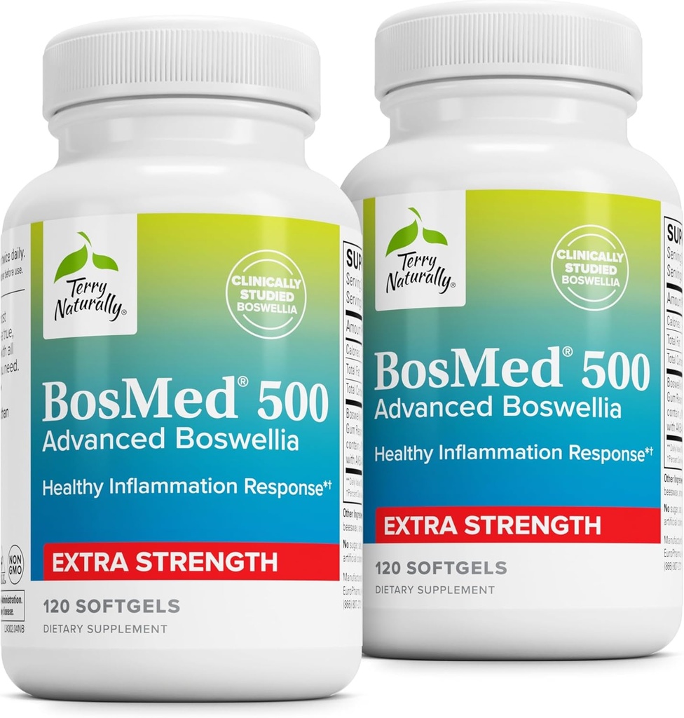 Terry自然 BosMed 500 Extra Force - Boswellia Serrata 提取补充 - 健康肺部支持补充 - 草药补充公式 高水平AKBA - 120 Softgels (Pack of 2)