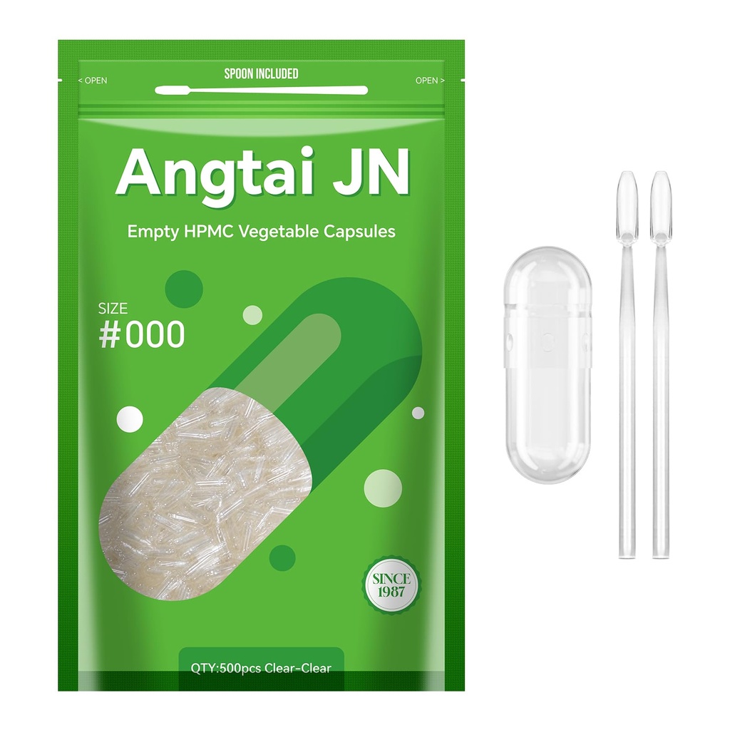 Capsules 大小 000 Vegan 空植物基清(500个计数) Gluten 免费,非 GMO, Halal 认证药帽 填充 Kit 配有 2 个 Spoons 用于蔬菜 DIY your Own 补充